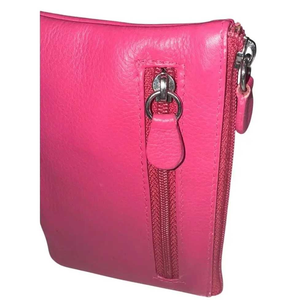 Leather Coin Holder Pouch with Key Ring in Barbiecore Pink, New without Tag
